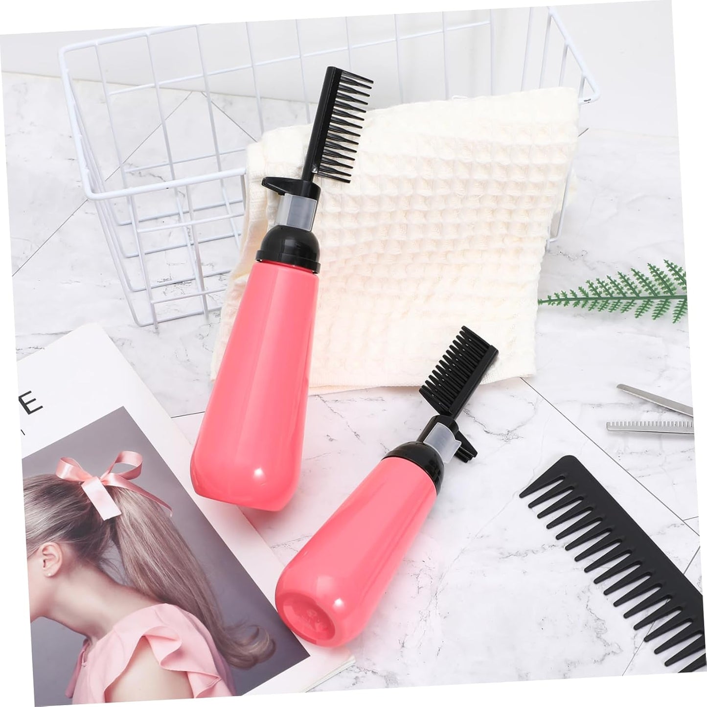 Hair Shampoo And Lotion Applicator Bottle With Comb