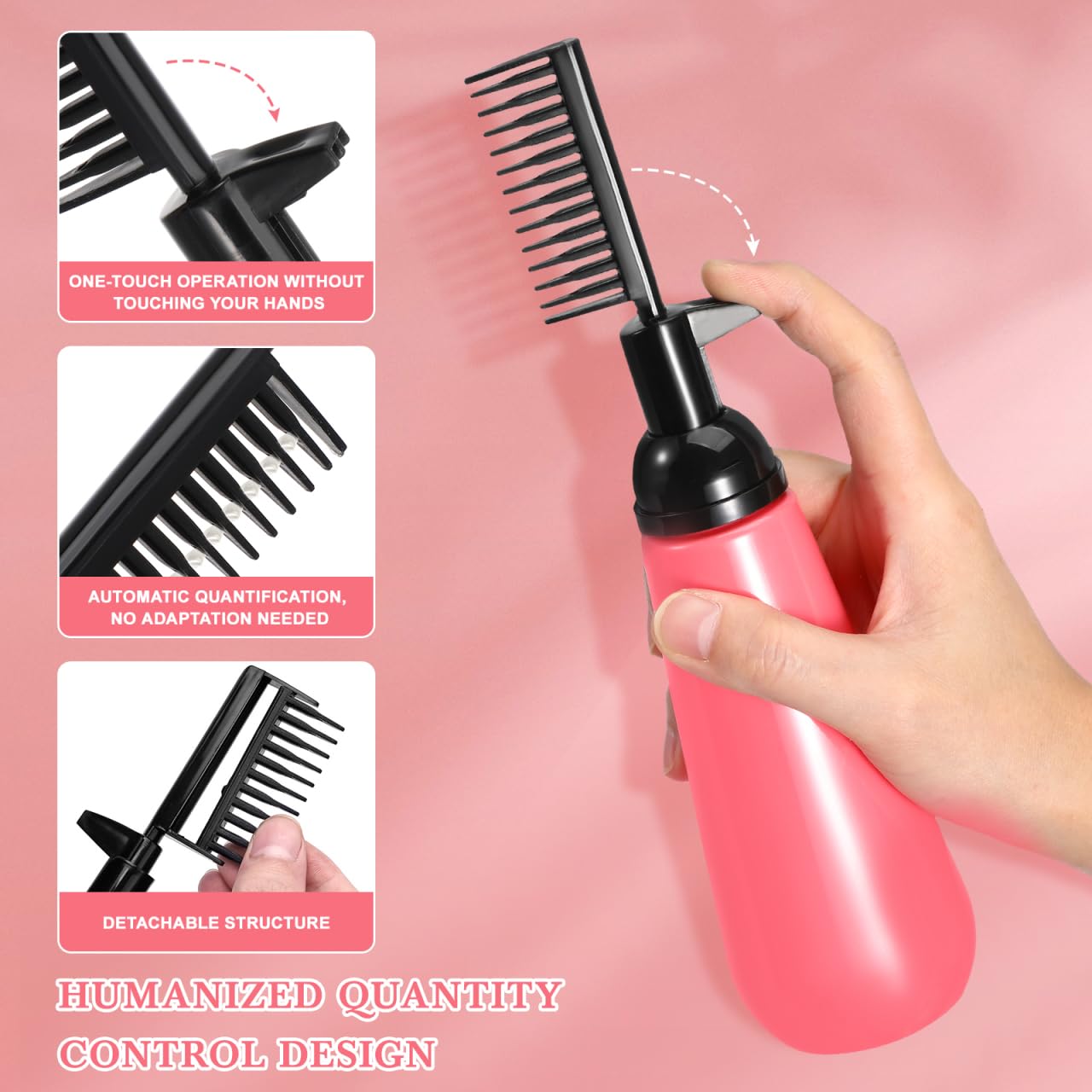 Hair Shampoo And Lotion Applicator Bottle With Comb